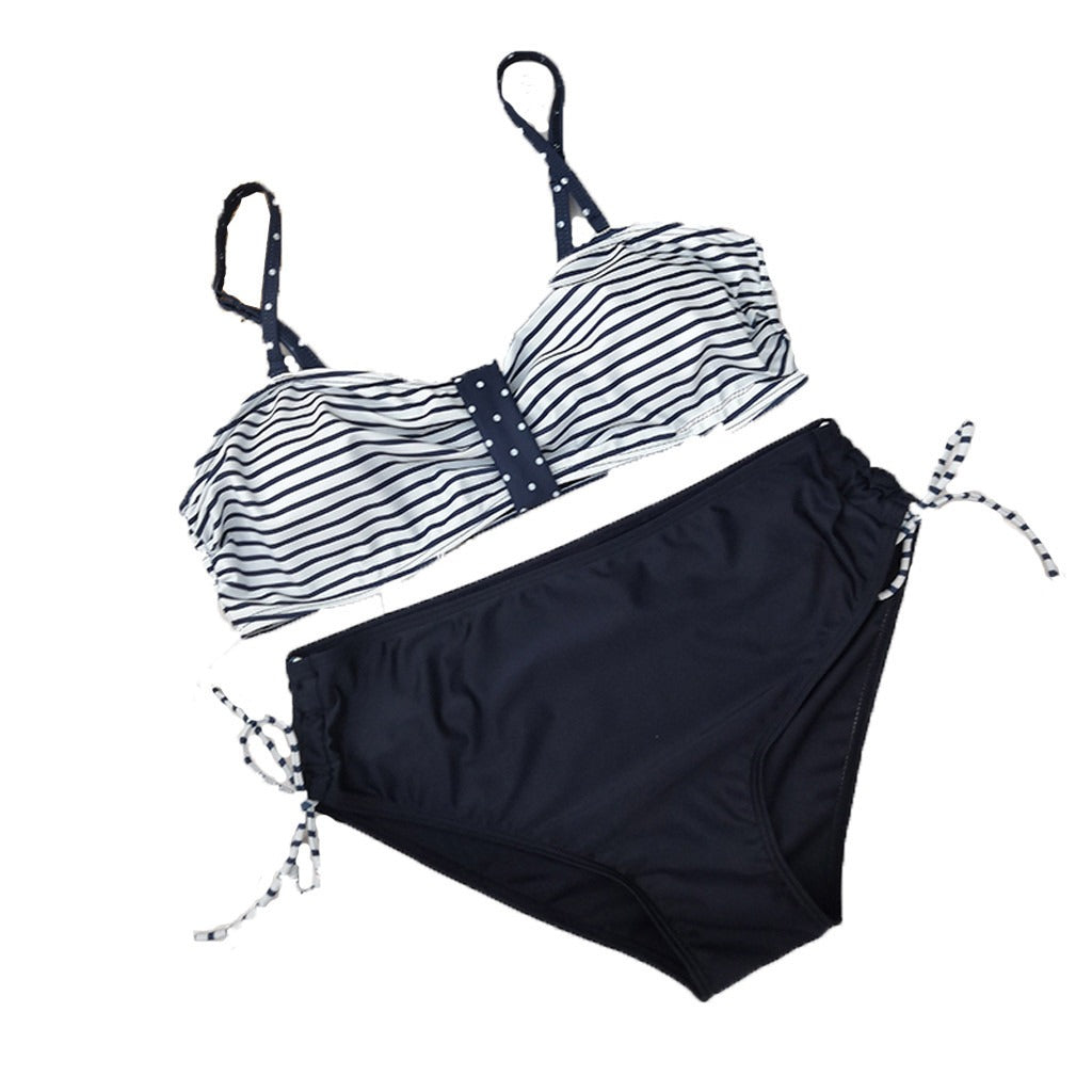 ⭐ Women’s Sexy Suspender Split Strap Printed Stripe Maternity Swimsuit