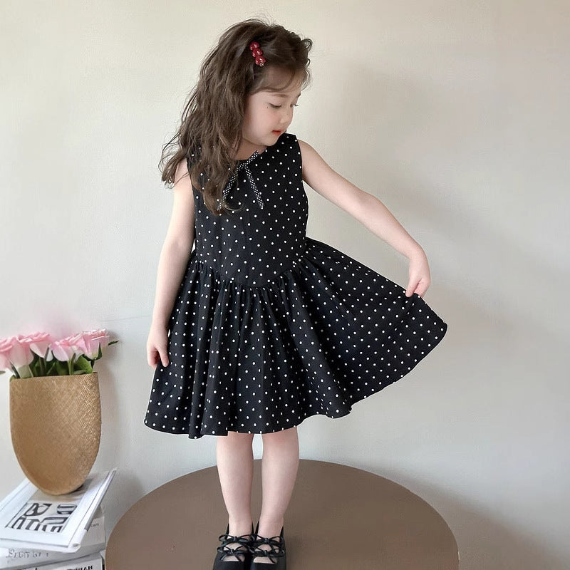 ⭐ Cute Polka Dot Sleeveless Dress for Girls