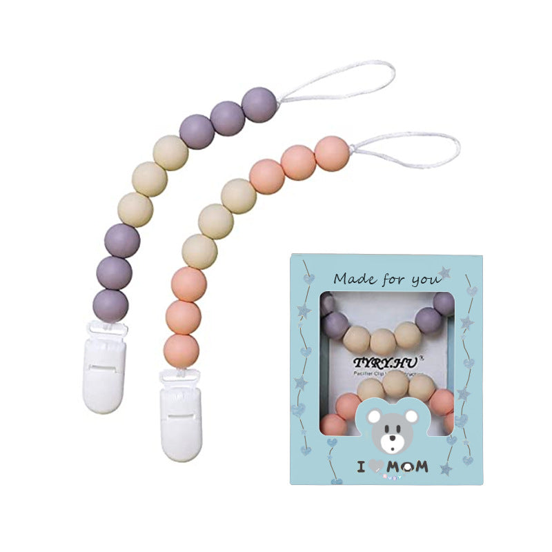 Silicone Pacifier Chain – Baby Teething Molar Clip & Soothing Bead Holder
