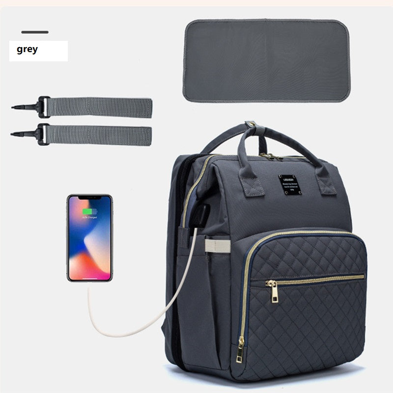 Portable Baby Diaper Backpack – Mommy Bag with Built‑In Travel Baby Bed