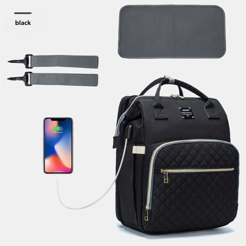 Portable Baby Diaper Backpack – Mommy Bag with Built‑In Travel Baby Bed