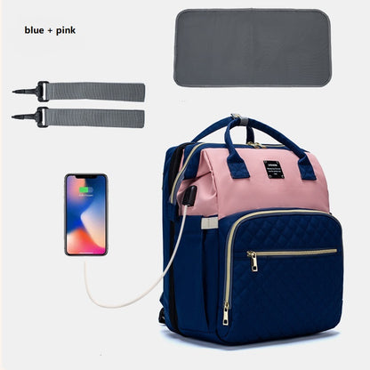 Portable Baby Diaper Backpack – Mommy Bag with Built‑In Travel Baby Bed
