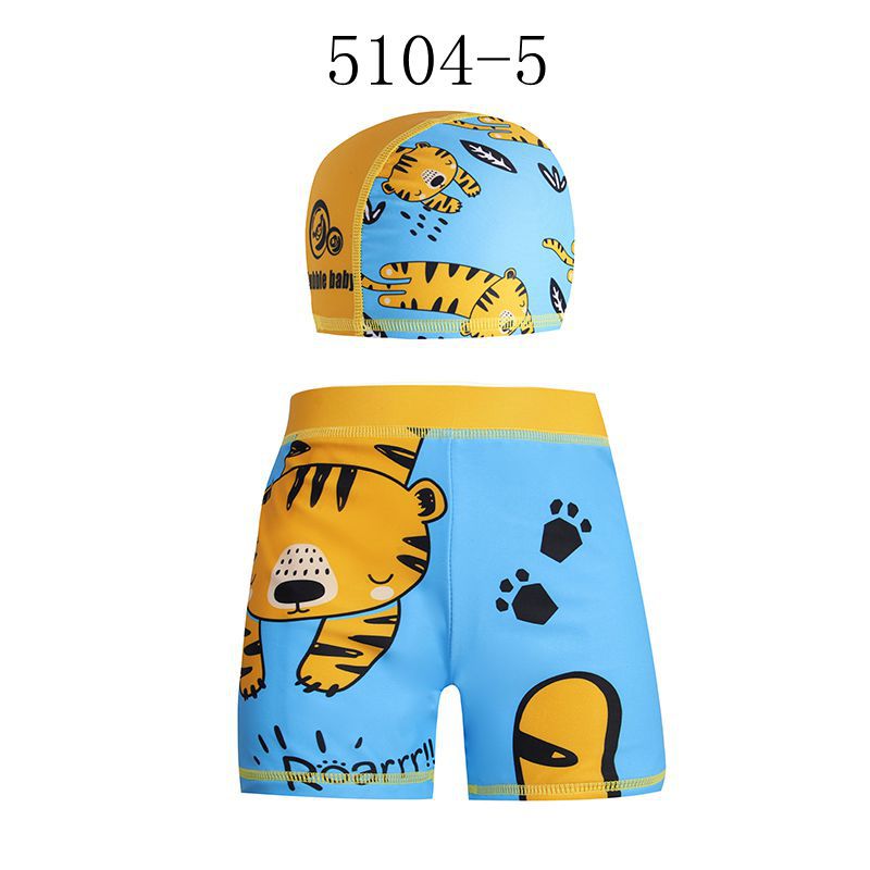 Children’s Cartoon Swim Trunks Set – Quick‑Dry Swim Shorts with Matching Cap