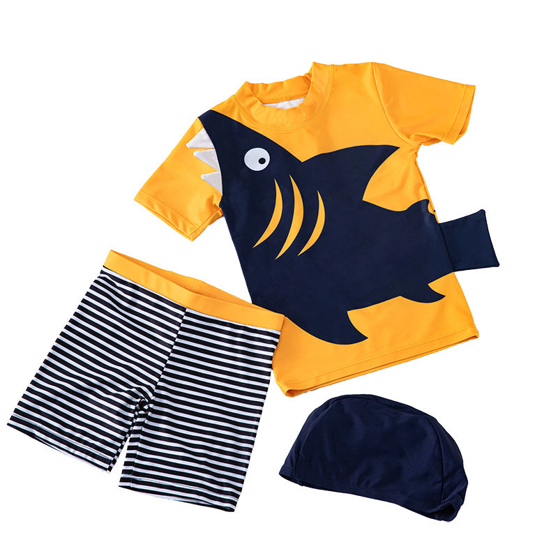 Boys’ Quick‑Dry Swimwear Set – Short‑Sleeve Rash Guard & Swim Shorts