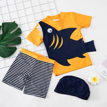 Boys’ Quick‑Dry Swimwear Set – Short‑Sleeve Rash Guard & Swim Shorts