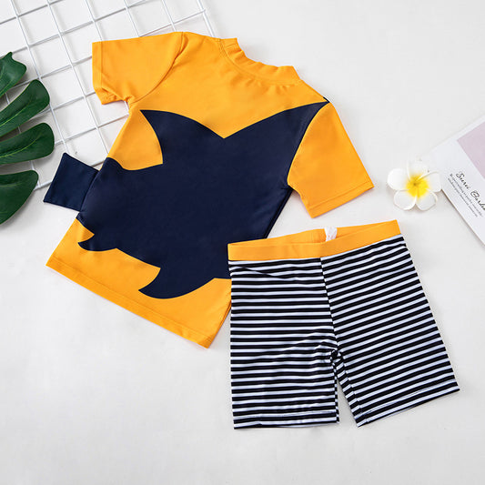 Boys’ Quick‑Dry Swimwear Set – Short‑Sleeve Rash Guard & Swim Shorts