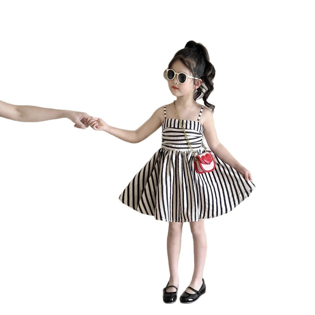 ⭐ Girls' Summer Striped Sleeveless Dress — Elegant Princess Dress for Toddlers & Kids