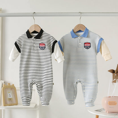 Striped Baby Romper – Long Sleeve Newborn Autumn Onesie for Boys