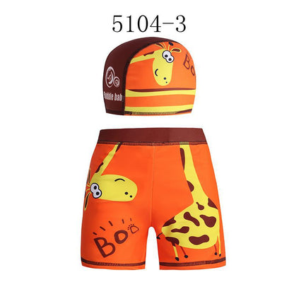 Children’s Cartoon Swim Trunks Set – Quick‑Dry Swim Shorts with Matching Cap