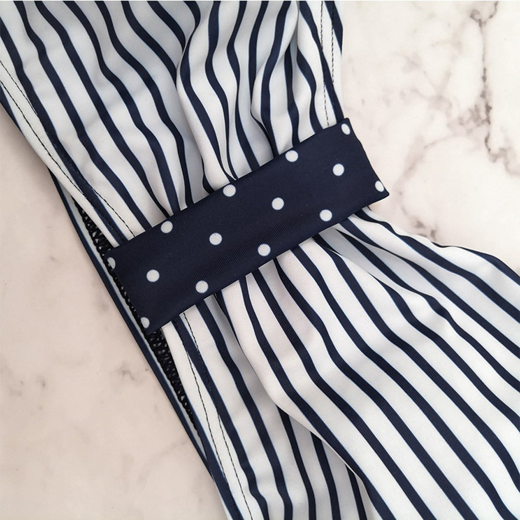 ⭐ Women’s Sexy Suspender Split Strap Printed Stripe Maternity Swimsuit