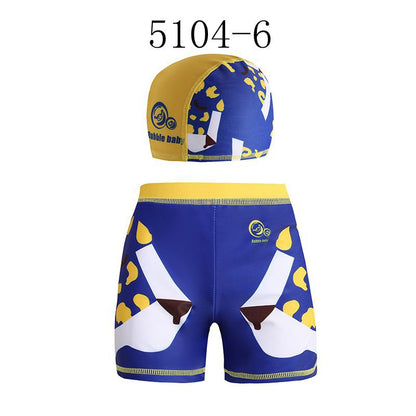 Children’s Cartoon Swim Trunks Set – Quick‑Dry Swim Shorts with Matching Cap
