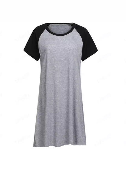 Maternity Clothes Round Neck Short Sleeve Nursing Opening Dress Pajamas