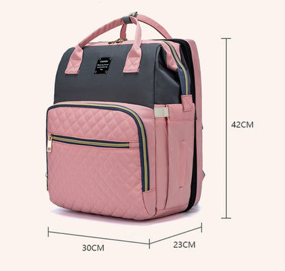 Portable Baby Diaper Backpack – Mommy Bag with Built‑In Travel Baby Bed