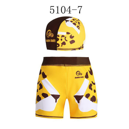 Children’s Cartoon Swim Trunks Set – Quick‑Dry Swim Shorts with Matching Cap