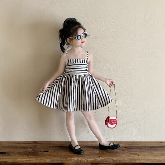 ⭐ Girls' Summer Striped Sleeveless Dress — Elegant Princess Dress for Toddlers & Kids