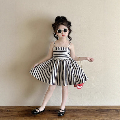 ⭐ Girls' Summer Striped Sleeveless Dress — Elegant Princess Dress for Toddlers & Kids