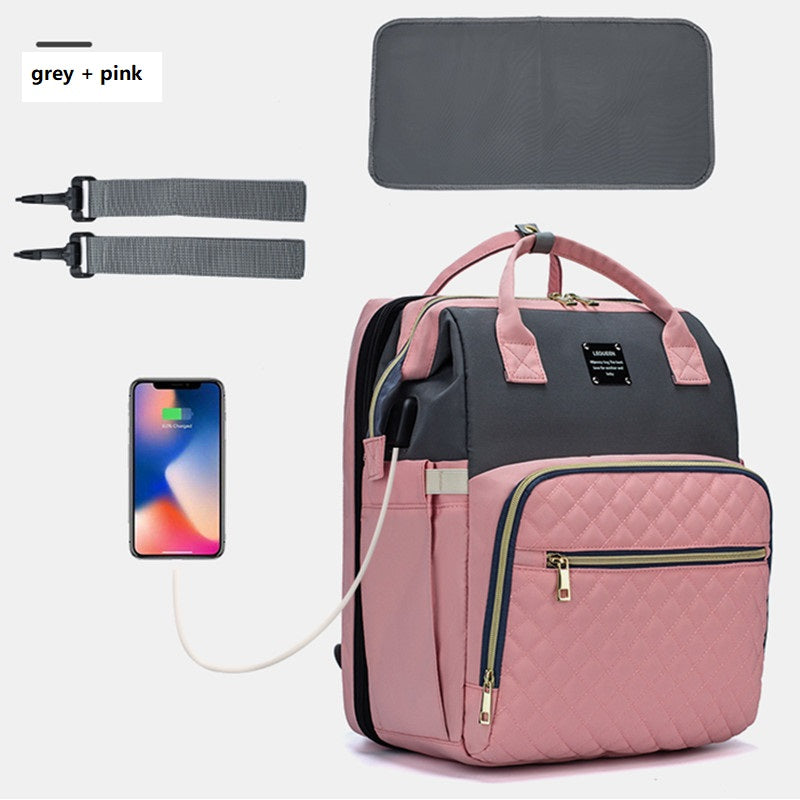 Portable Baby Diaper Backpack – Mommy Bag with Built‑In Travel Baby Bed