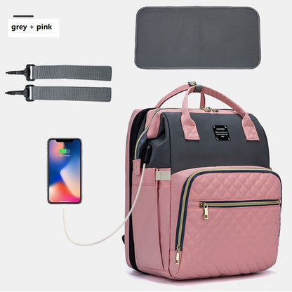 Portable Baby Diaper Backpack – Mommy Bag with Built‑In Travel Baby Bed