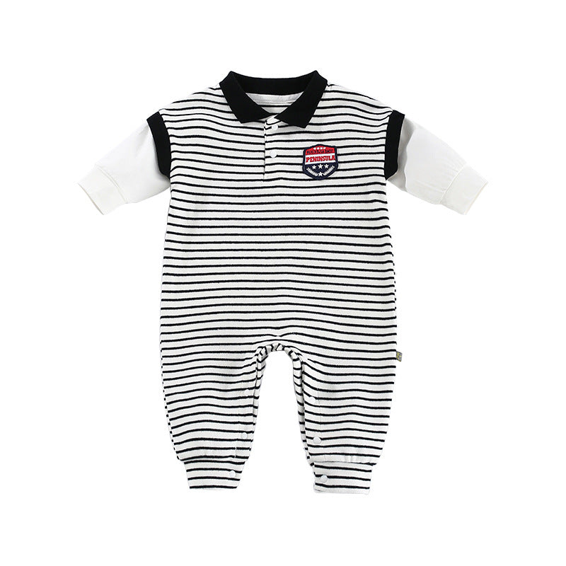 Striped Baby Romper – Long Sleeve Newborn Autumn Onesie for Boys