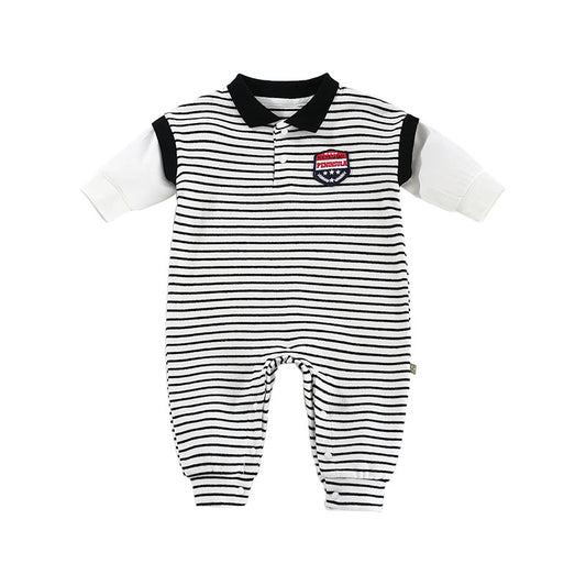 Striped Baby Romper – Long Sleeve Newborn Autumn Onesie for Boys
