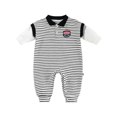Striped Baby Romper – Long Sleeve Newborn Autumn Onesie for Boys