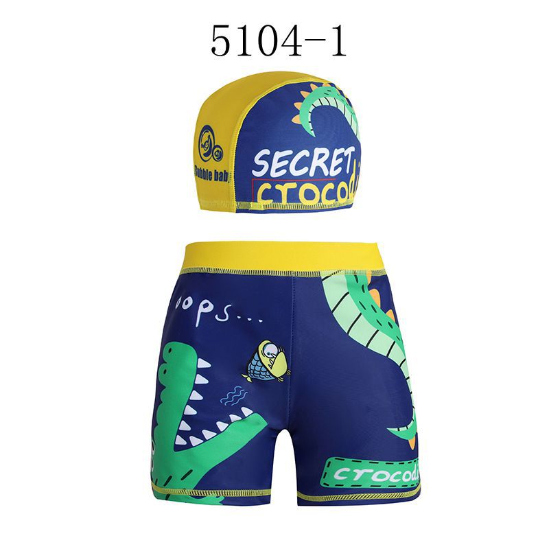 Children’s Cartoon Swim Trunks Set – Quick‑Dry Swim Shorts with Matching Cap