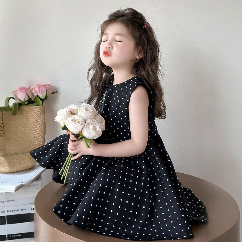 ⭐ Cute Polka Dot Sleeveless Dress for Girls