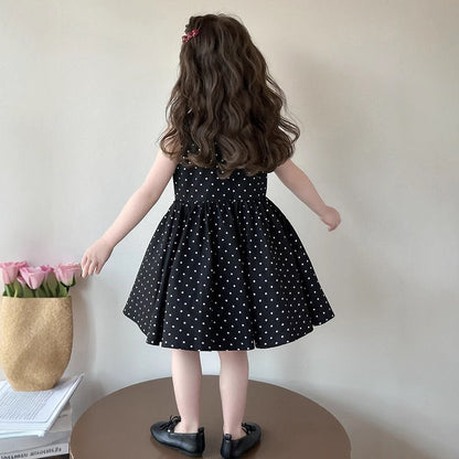 ⭐ Cute Polka Dot Sleeveless Dress for Girls
