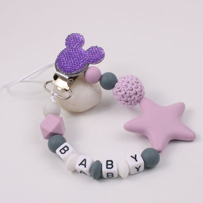 Five pointed star silicone pacifier chain pacifier chain baby products silicone pacifier clip baby teether anti-drop chain anti-drop belt