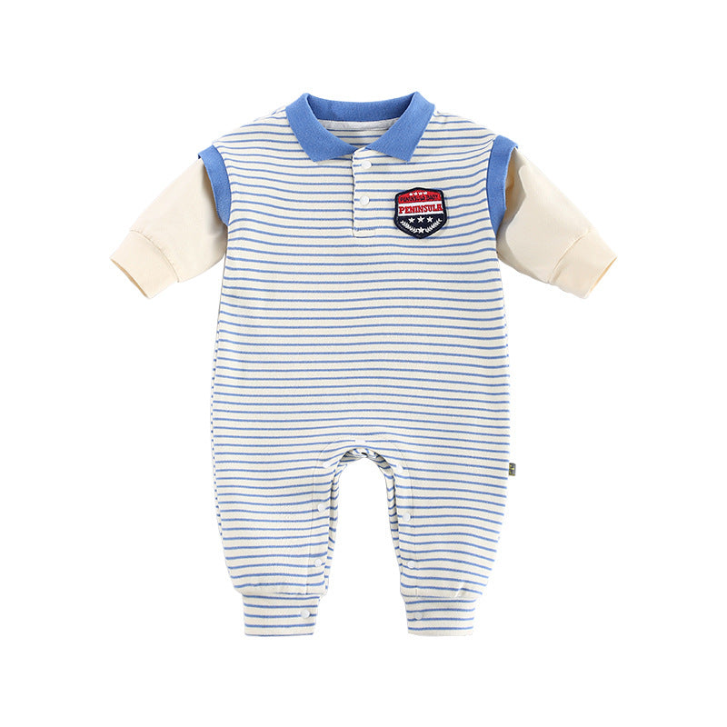 Striped Baby Romper – Long Sleeve Newborn Autumn Onesie for Boys