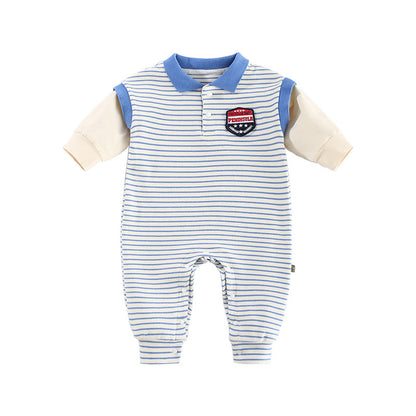 Striped Baby Romper – Long Sleeve Newborn Autumn Onesie for Boys