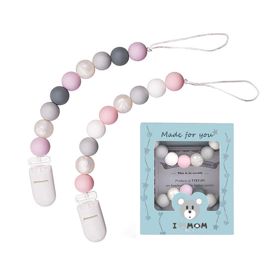 Silicone Pacifier Chain – Baby Teething Molar Clip & Soothing Bead Holder