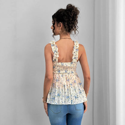 Printed Halter Maternity Top — Square Neck A‑Line Maternity Vest