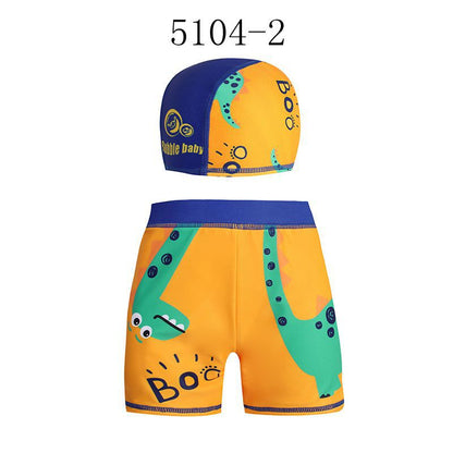 Children’s Cartoon Swim Trunks Set – Quick‑Dry Swim Shorts with Matching Cap