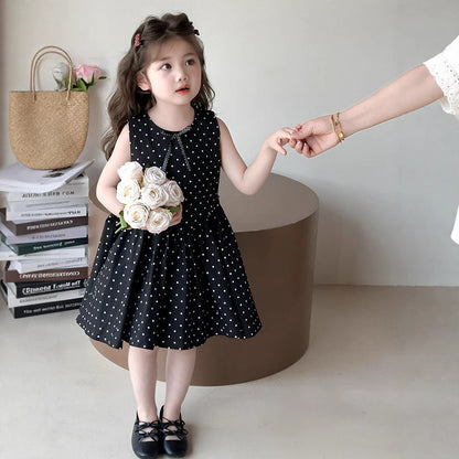 ⭐ Cute Polka Dot Sleeveless Dress for Girls