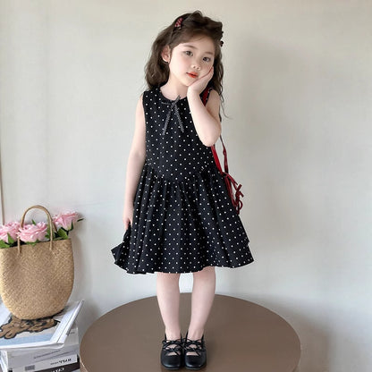 ⭐ Cute Polka Dot Sleeveless Dress for Girls