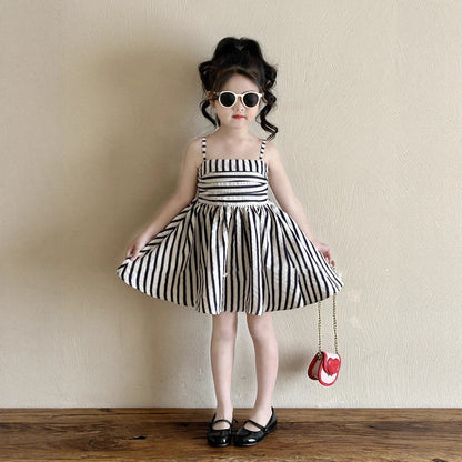 ⭐ Girls' Summer Striped Sleeveless Dress — Elegant Princess Dress for Toddlers & Kids