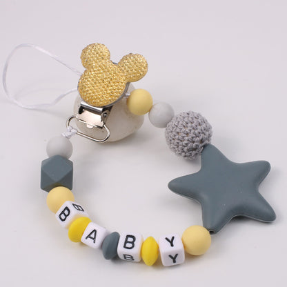 Five pointed star silicone pacifier chain pacifier chain baby products silicone pacifier clip baby teether anti-drop chain anti-drop belt