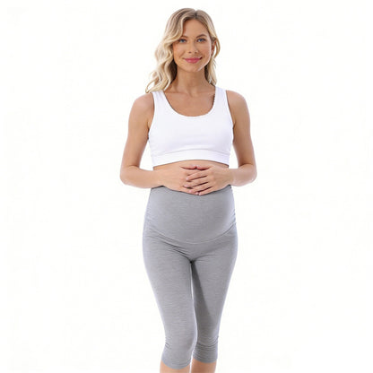 High‑Waisted Maternity Capri Pants – Slim Fit, Stretch Comfort, Summer Activewear