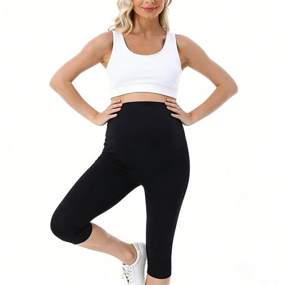 High‑Waisted Maternity Capri Pants – Slim Fit, Stretch Comfort, Summer Activewear