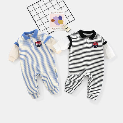 Striped Baby Romper – Long Sleeve Newborn Autumn Onesie for Boys