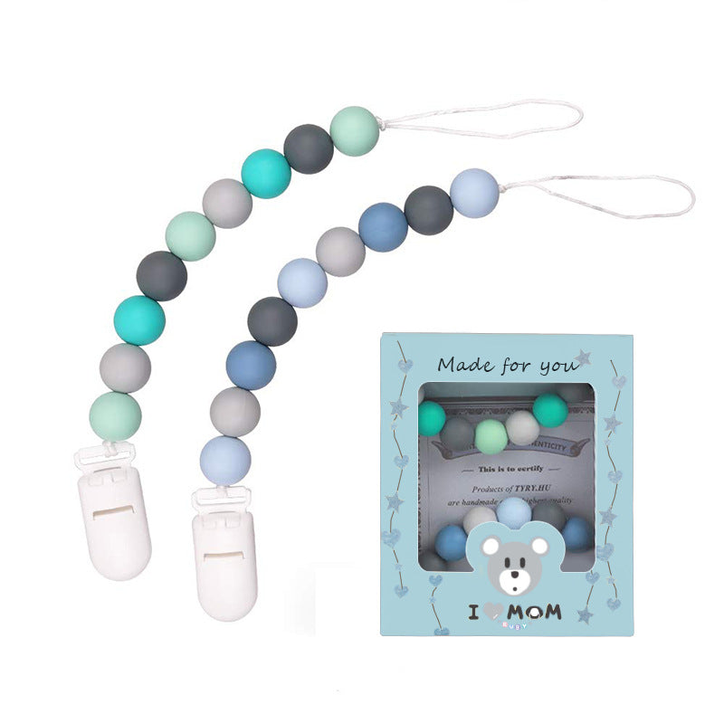 Silicone Pacifier Chain – Baby Teething Molar Clip & Soothing Bead Holder